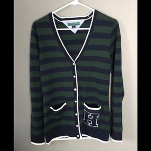 Tommy Hilfiger golf stripe logo cardigan. Sz.M.